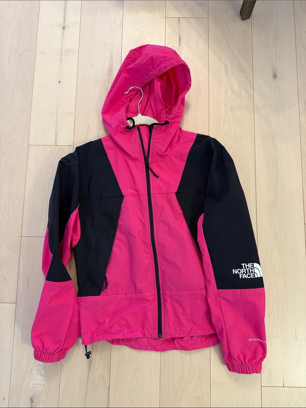 The North Face Hot Pink and Black Hooded Windbreaker